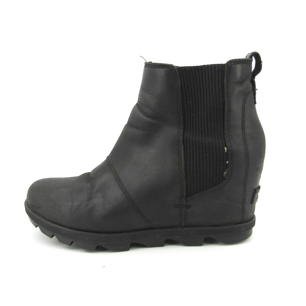 Sorel Wedge Ankle Boots Size 8.5 Womens Joan of Arctic Black Leather